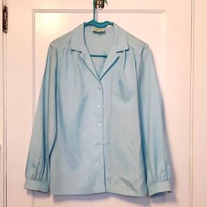 Vintage Sky Blue Silkhana Secretary Blouse